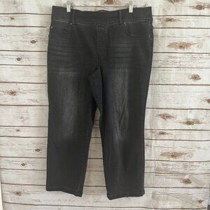 SPANX Cropped Straight Leg High Rise Pull On Jeans Vintage Black Size 1X